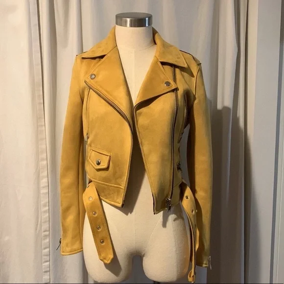 yellow suede jacket Zara